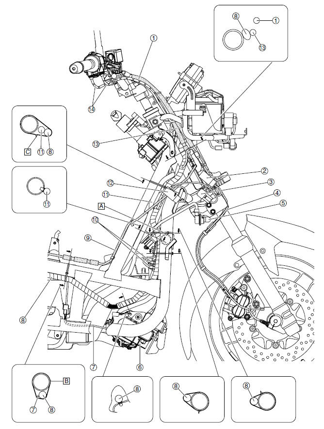 Front brake hose (right side view)