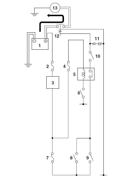 Starting circuit cut-off system operation